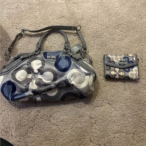 Coach Blue and Gray Shoulder Bag